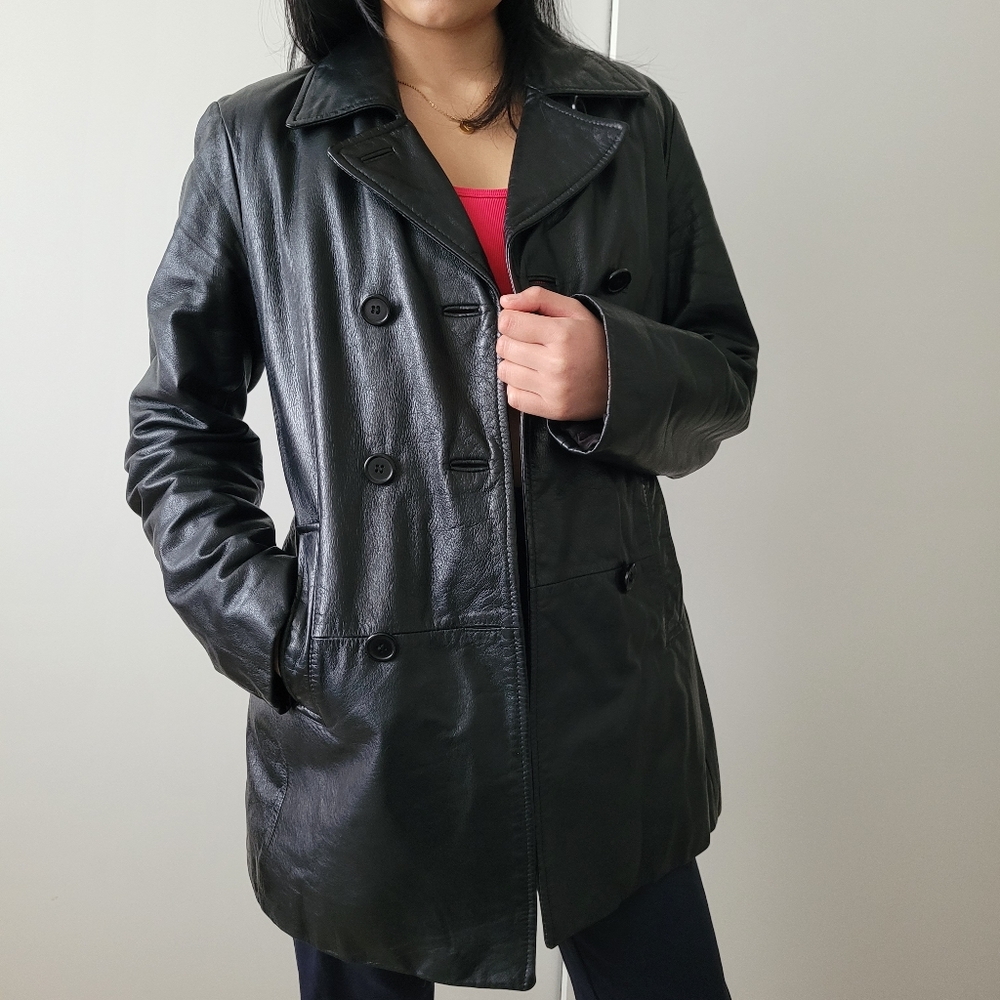 Vintage Danier Double Breasted Leather Trench Coat